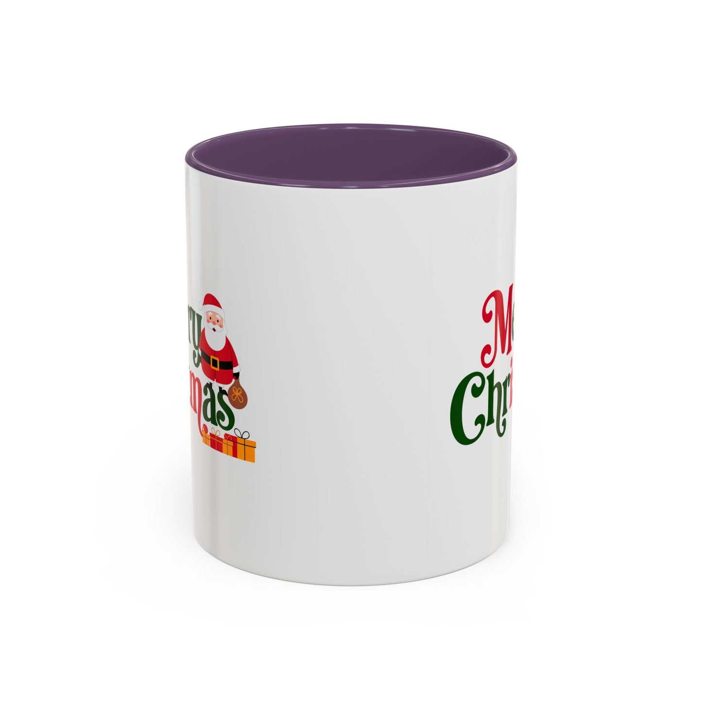 Christmas Mug - Merry Christmas Green & Red Text Santa Presents