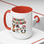 Christmas Mug - Red Green & Gold Text Reindeer Snowman Penguin