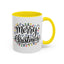 Christmas Mug - Merry Christmas Black Text Colored Lights