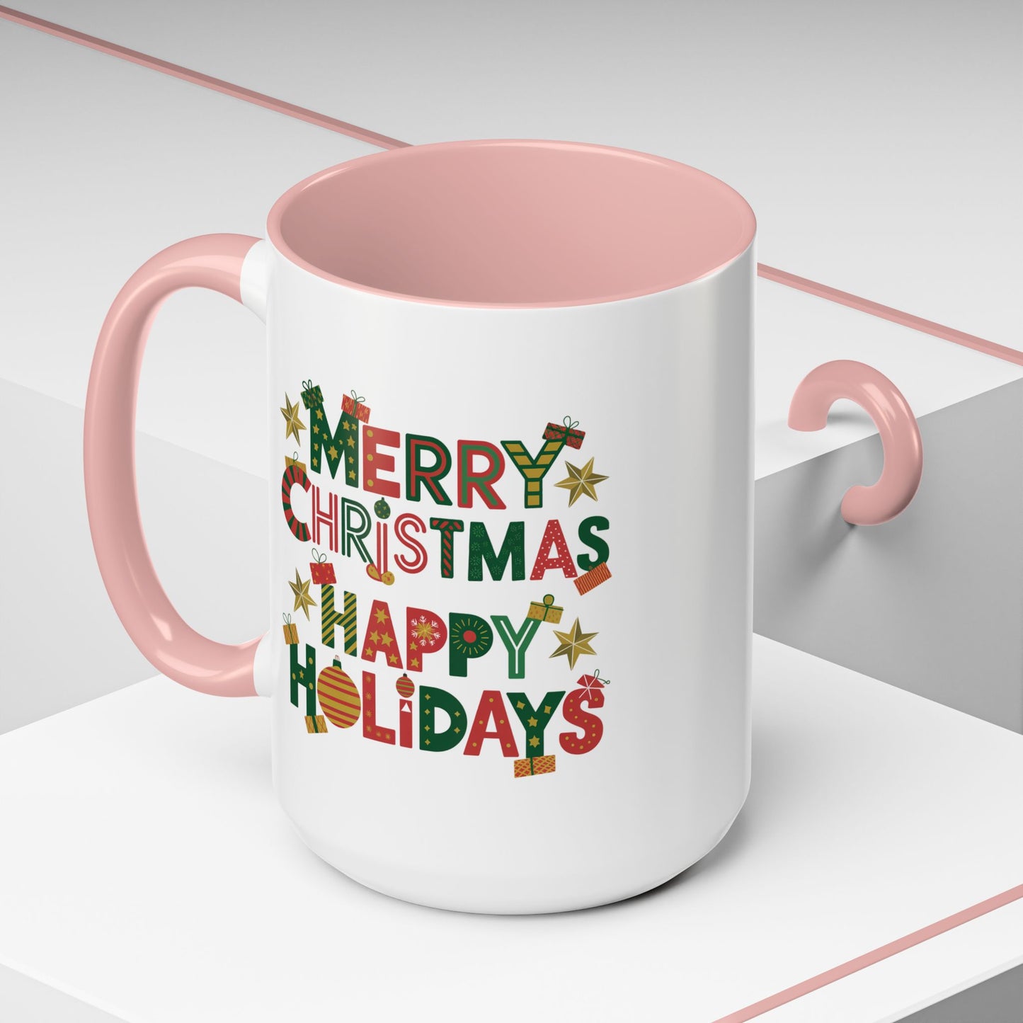 Christmas Mug - Merry Christmas Happy Holidays Decorative Text