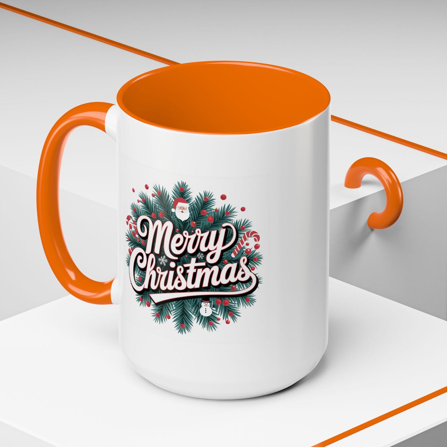 Christmas Mug - Merry Christmas White & Red Embossed Text