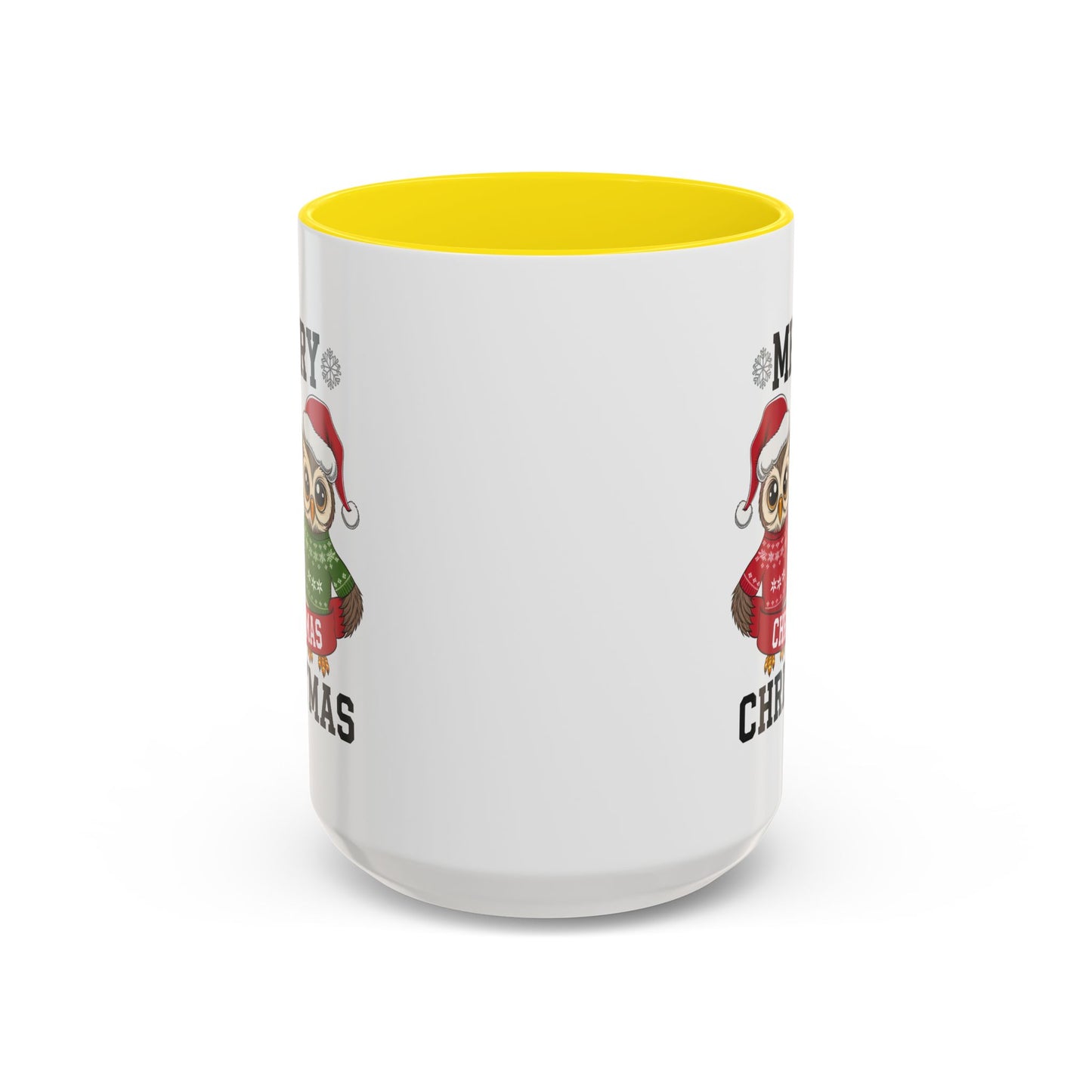 Christmas Mug - Merry Christmas Black Text Owls