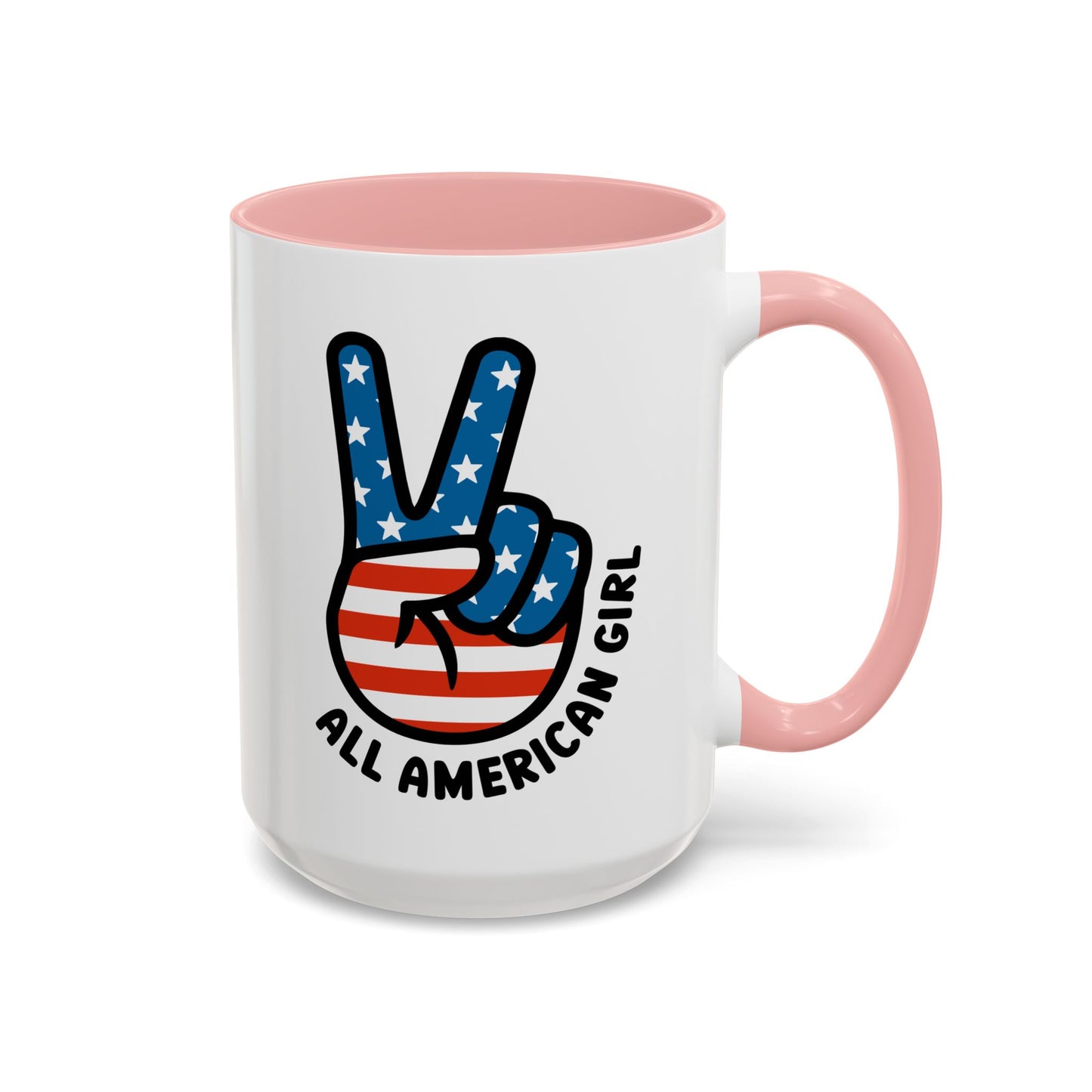 4th of July Mug - All American Girl Peace Sign