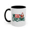 Christmas Mug - Merry Christmas Green & Red Text Santa Present