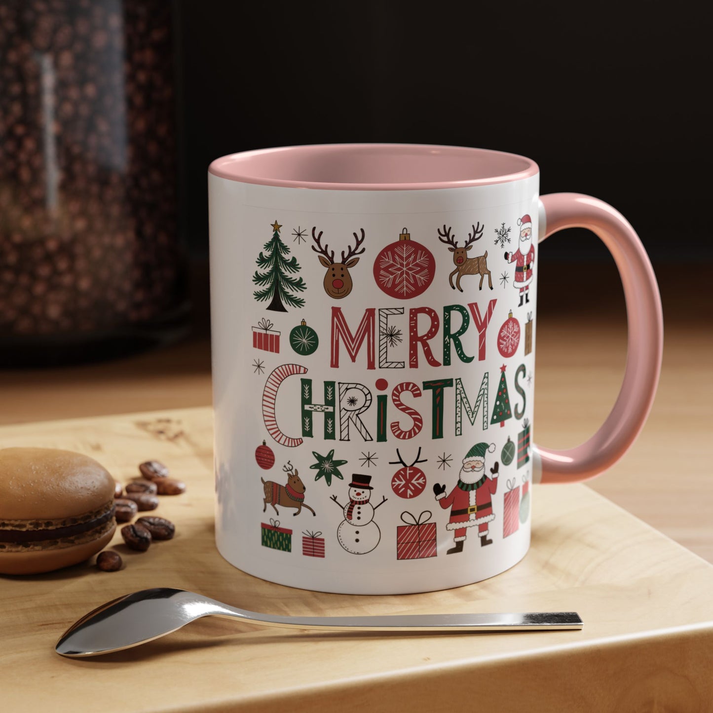 Christmas Mug - Merry Christmas Red White & Green Text Collage