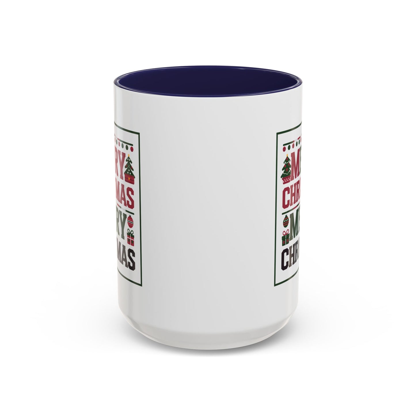 Christmas Mug - Merry Christmas Red Green & Black Text Trees Presents