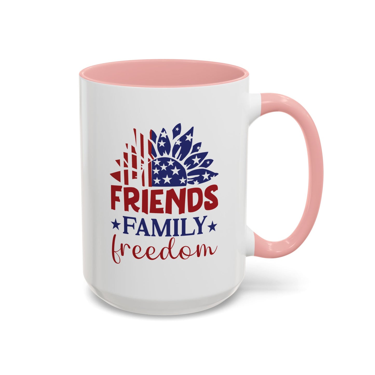 4th of July Mug - Friends Family Freedom Sunflower