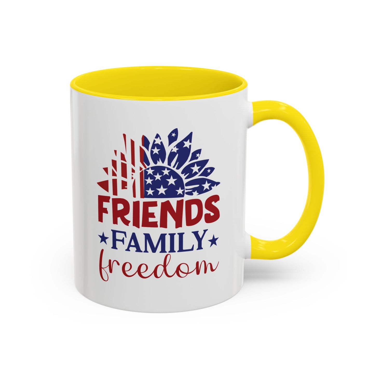 4th of July Mug - Friends Family Freedom Sunflower