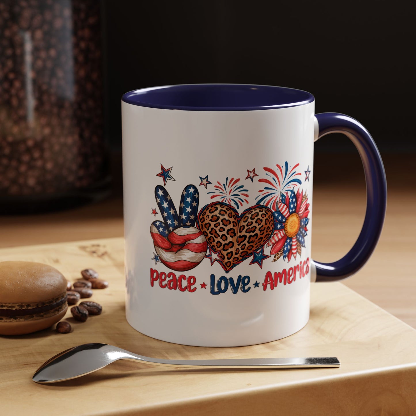 4th of July Mug - Peace Love America