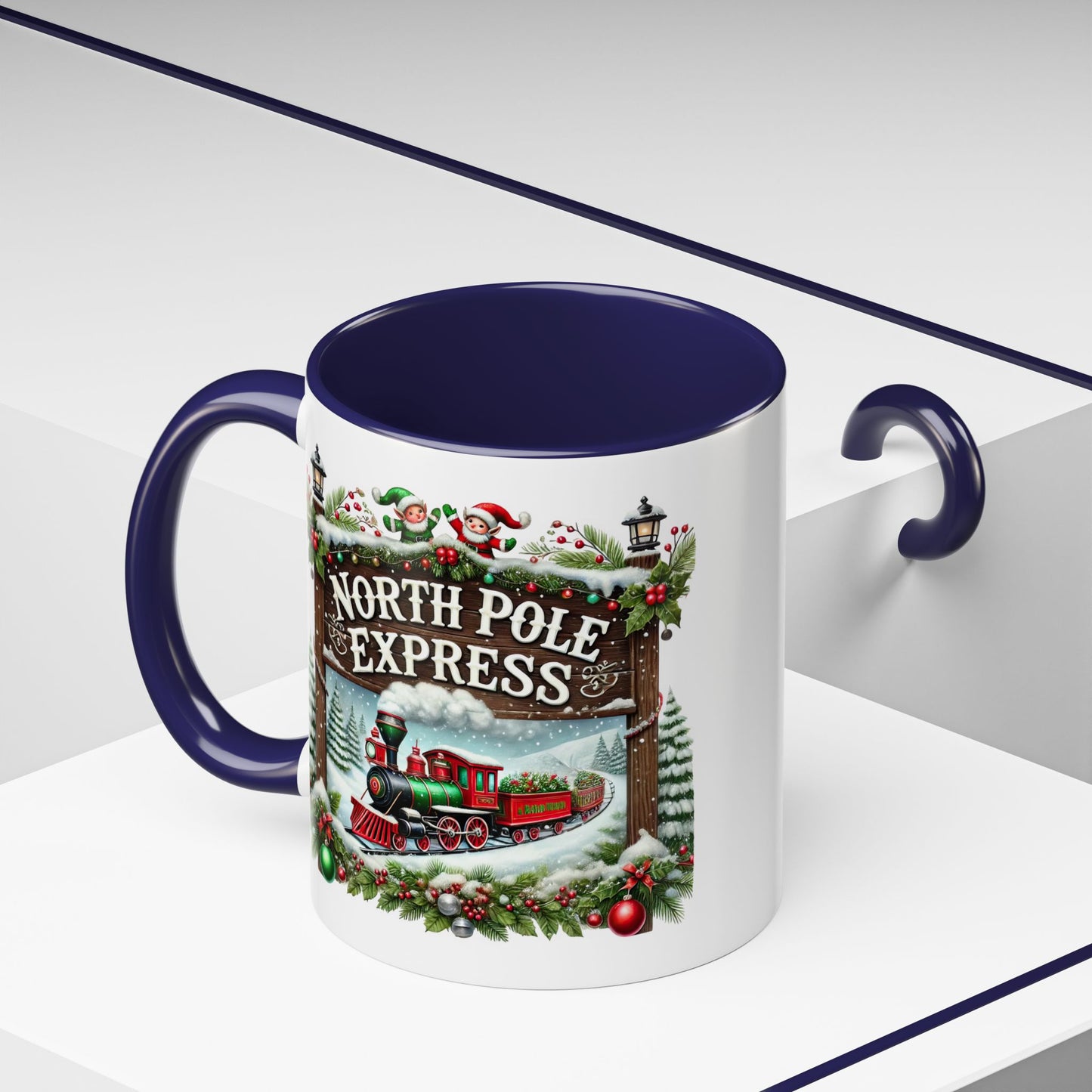 Christmas Mug - North Pole Express Steam Locomotive Decorations