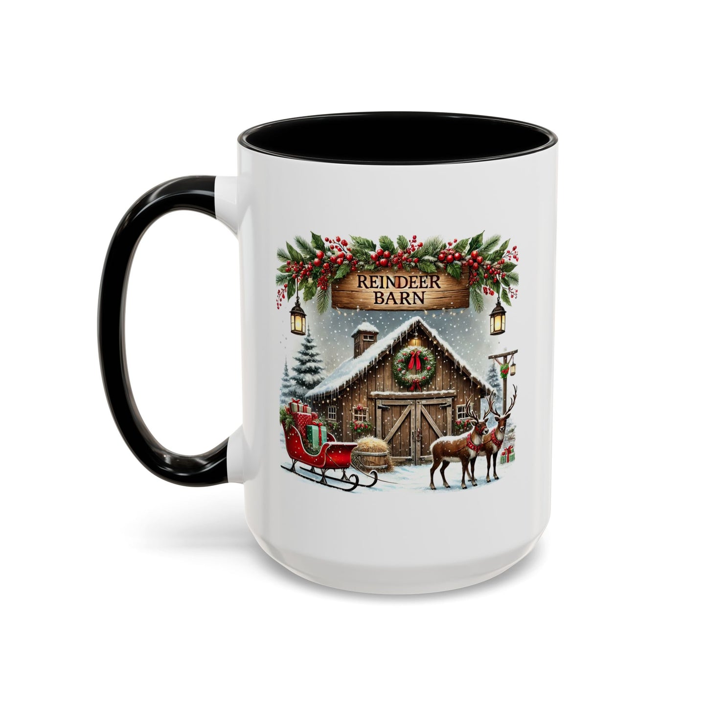 Christmas Mug - Reindeer Barn Sleigh Reindeer