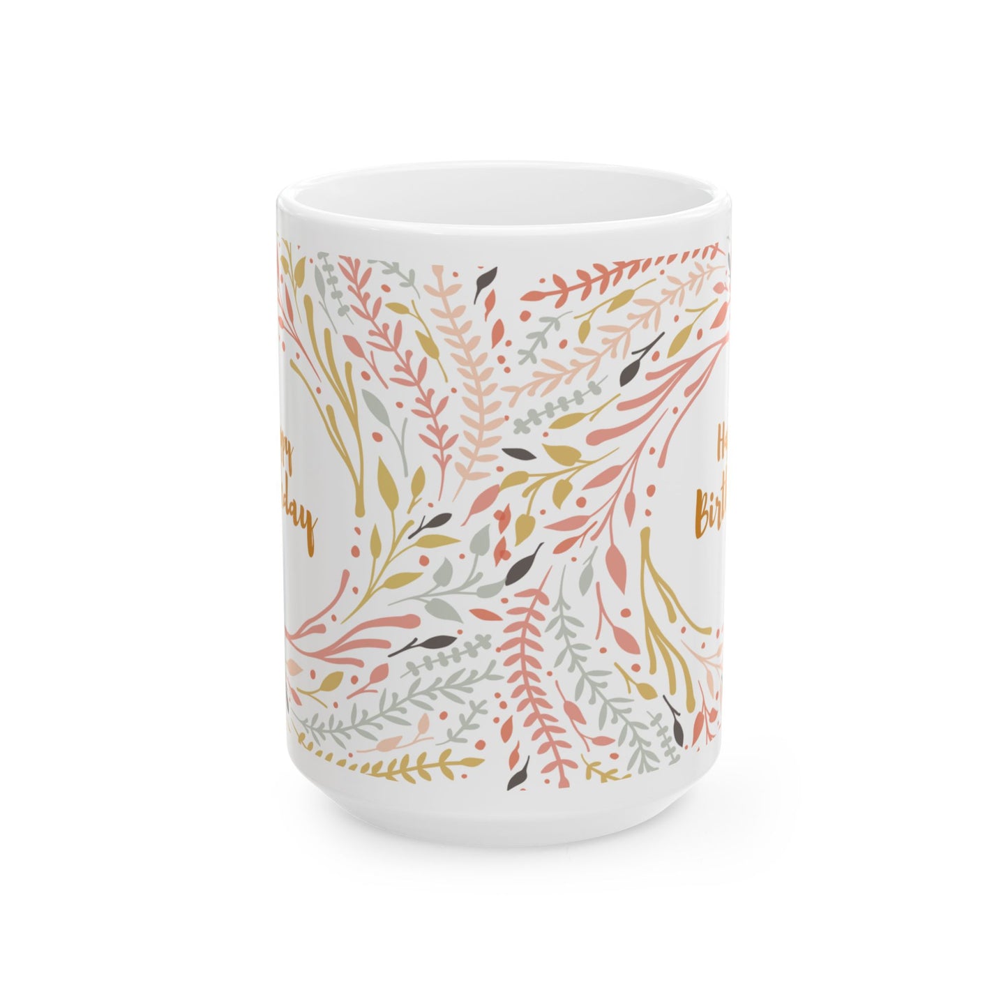 Birthday Mug - Happy Birthday Floral Circle