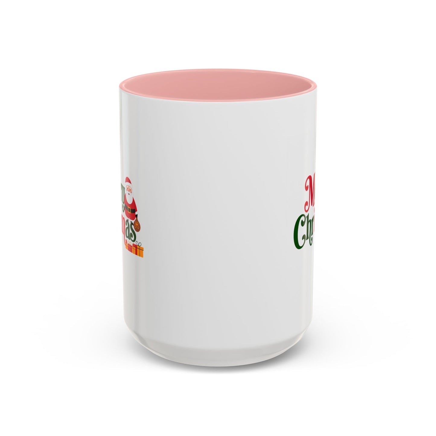 Christmas Mug - Merry Christmas Green & Red Text Santa Presents
