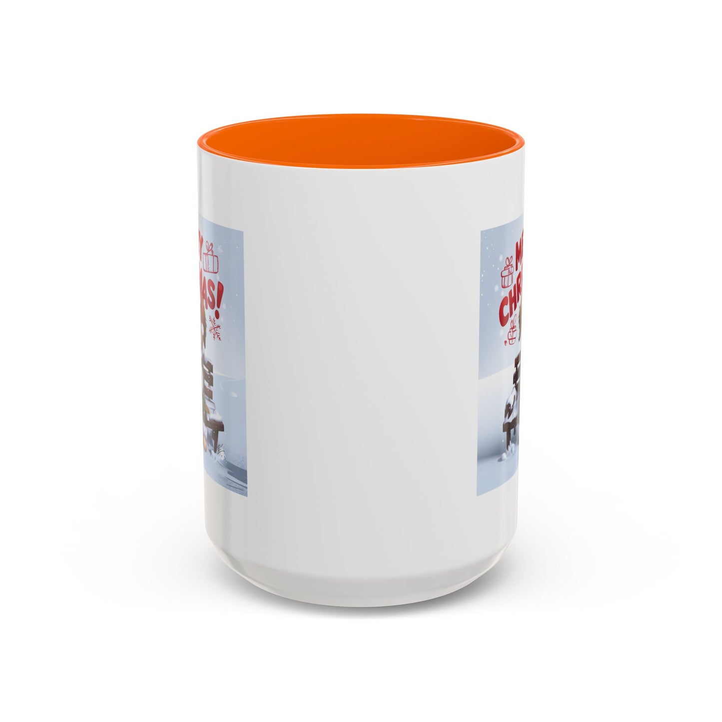 Christmas Mug - Merry Christmas Red Text Puppy Green Top 2