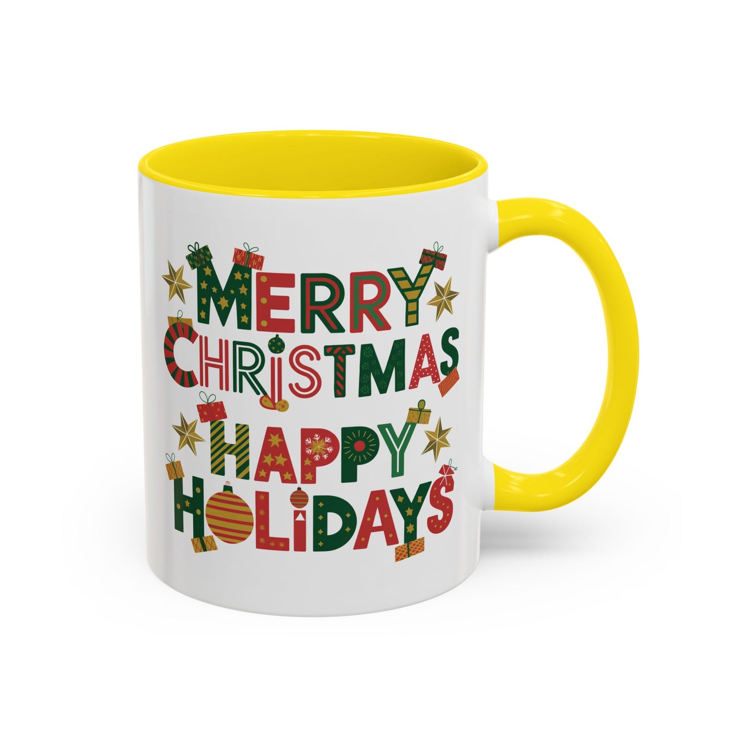 Christmas Mug - Merry Christmas Happy Holidays Decorative Text