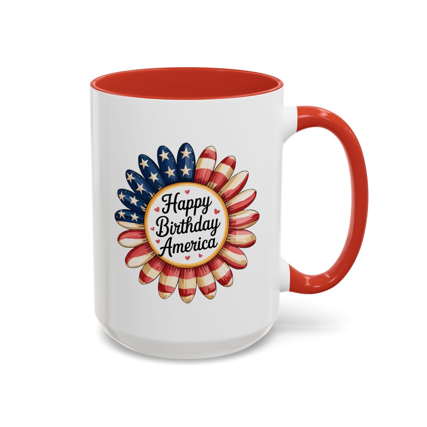 4th of July Mug - Happy Birthday America Sunflower