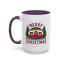Christmas Mug - Merry Christmas Maroon Text Camper Trees