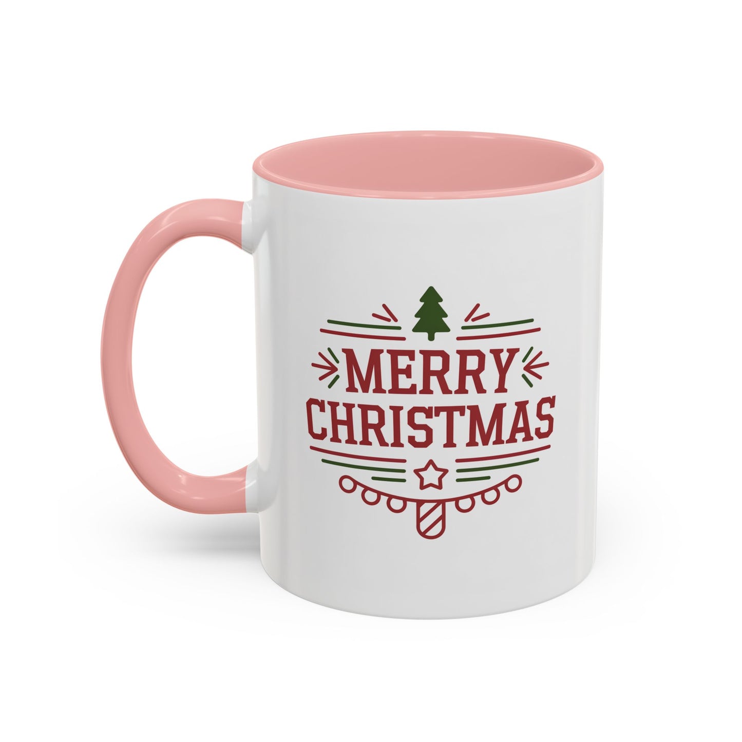 Christmas Mug - Merry Christmas Maroon Text Tree Star