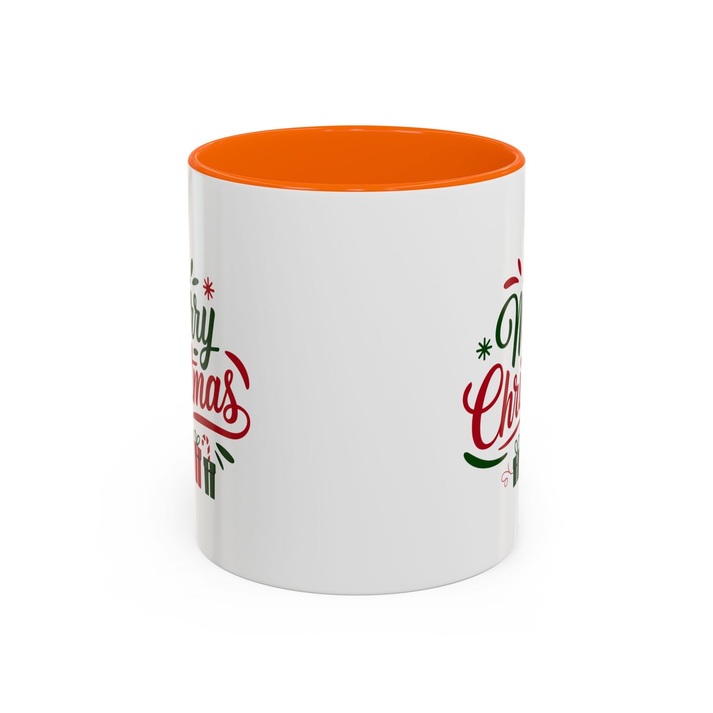 Christmas Mug - Merry Christmas Green & Red Text Tree Snowflakes Presents