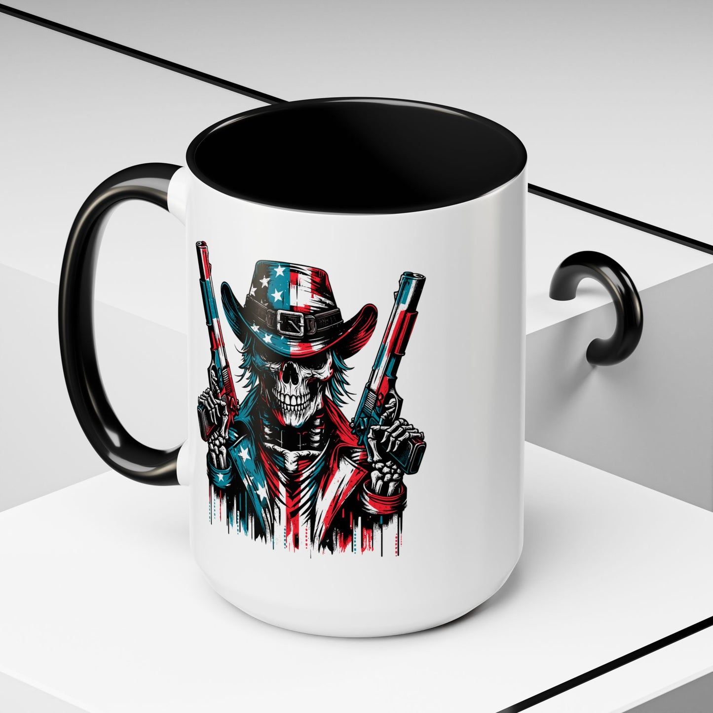 4th of July Mug - Skeleton with American Flag