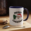 Christmas Mug - Merry Christmas Black Text Santa Tree