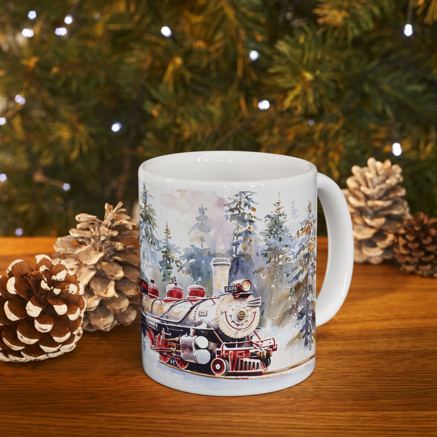 Christmas Mug - Snowy Landscape Train Wrap 6