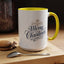 Christmas Mug - Merry Christmas Blue Text Gold Ornaments