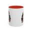 Christmas Mug - Merry Christmas White & Black Text Santa Trees Presents