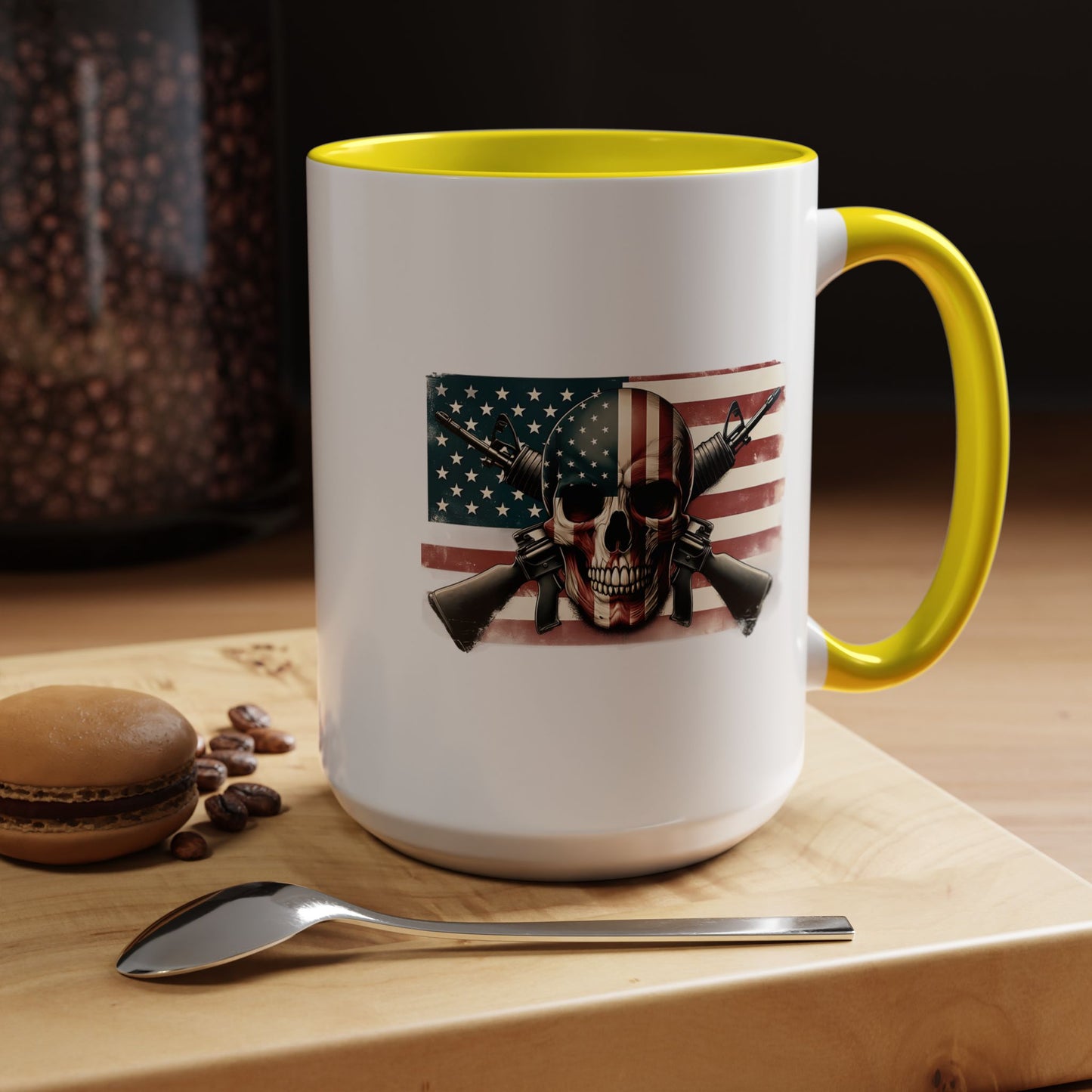 4th of July Mug - Skull Guns Flag