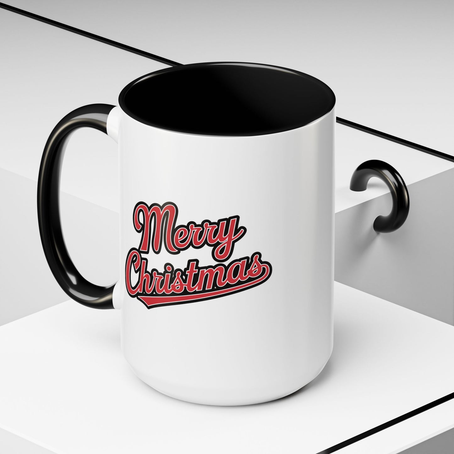 Christmas Mug - Merry Christmas Red & Black Baseball Text