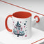 Christmas Mug - Merry Christmas Maroon & Blue Text Tree Hearts Stars