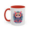 Animal  - Mystic Cat Turquoise & Coral Flowers