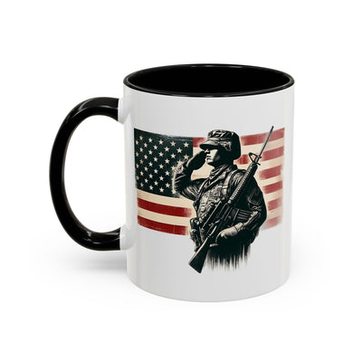 4th of July Mug - Soldier American Flag
