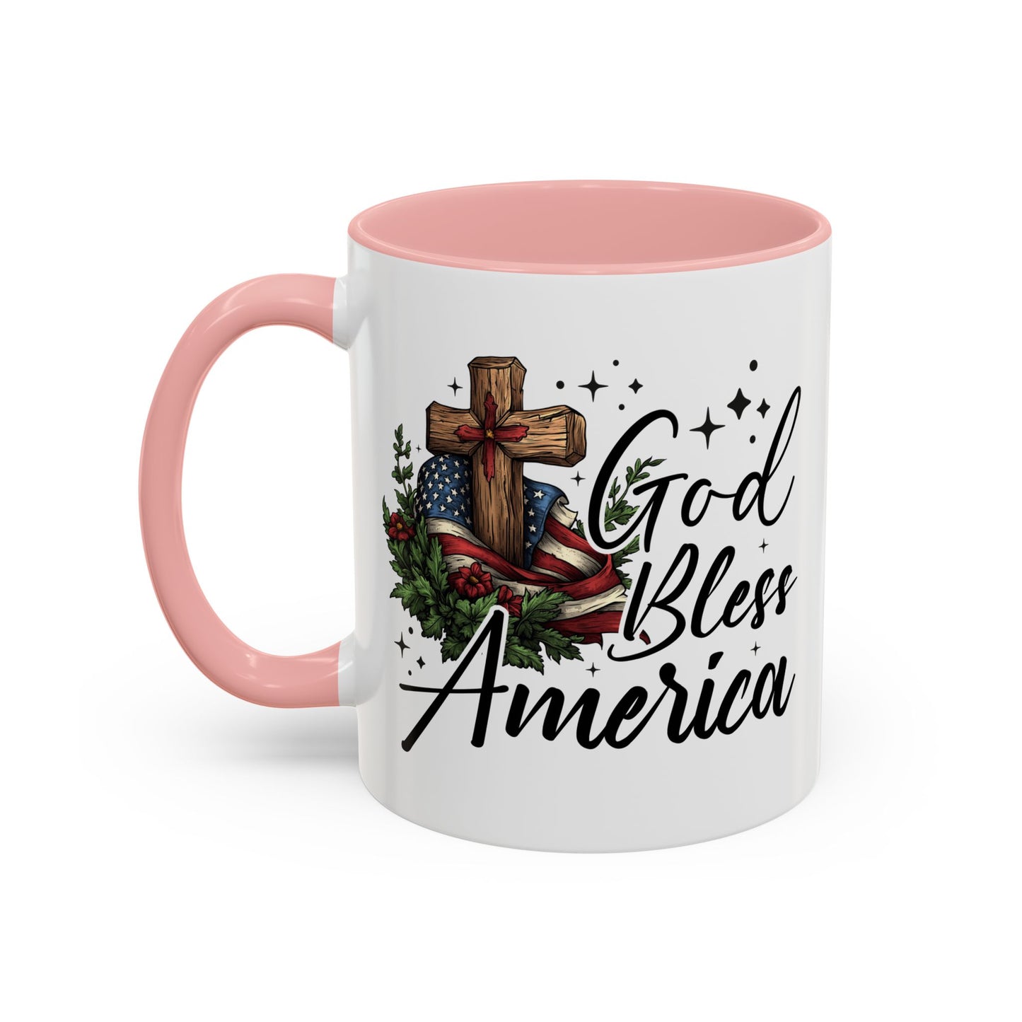 4th of July Mug - God Bless America Cross Flag
