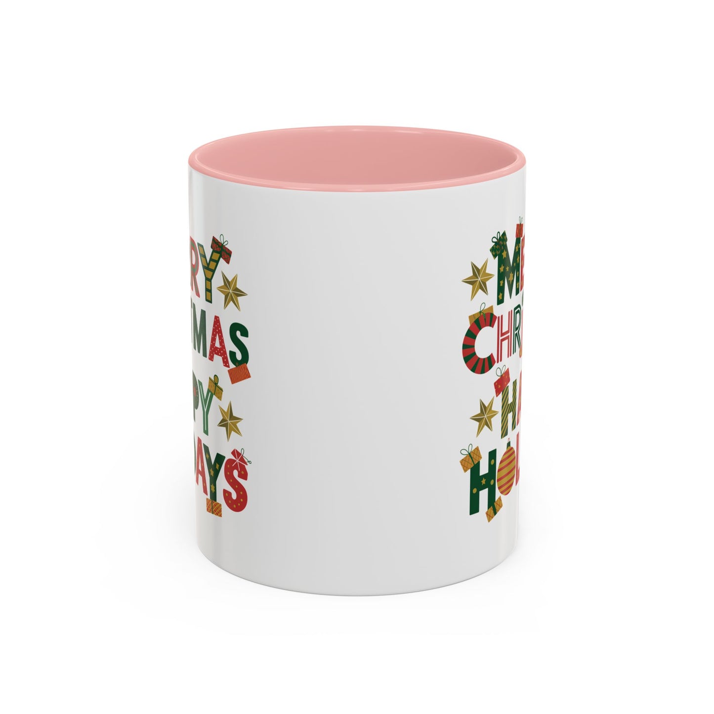 Christmas Mug - Merry Christmas Happy Holidays Decorative Text