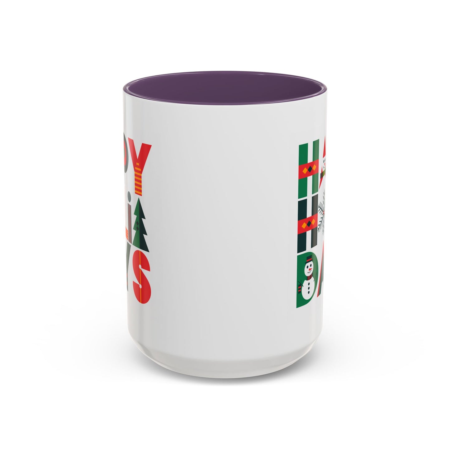 Christmas Mug - Happy Holidays Green Red & Blue Decorative Text