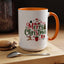 Christmas Mug - Merry Christmas Red & Green Text Santa Reindeer Tree Sleigh Ornaments