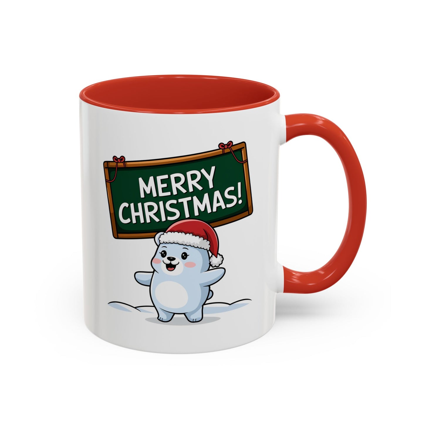 Christmas Mug - Merry Christmas White Text Seal Pup