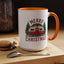 Christmas Mug - Merry Christmas Maroon Text Camper Trees