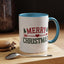 Christmas Mug - Merry Christmas Red & Green Text Heart Arrow Trees