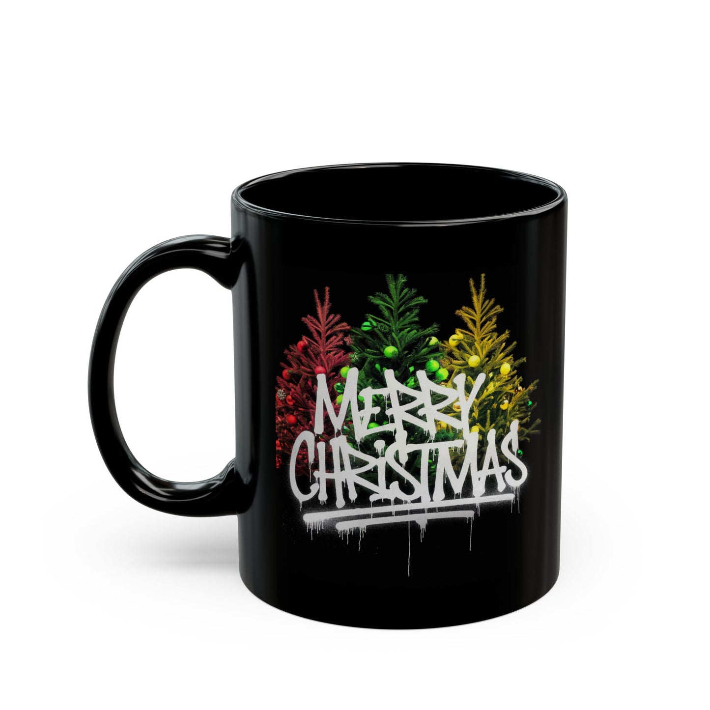 Christmas Mug - Merry Christmas White Text Graffiti