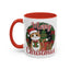 Christmas Mug - Merry Christmas Red Text Cat Presents Wreath