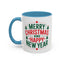 Christmas Mug - Merry Christmas and a Happy New Year Green & Red Text Trees Stars