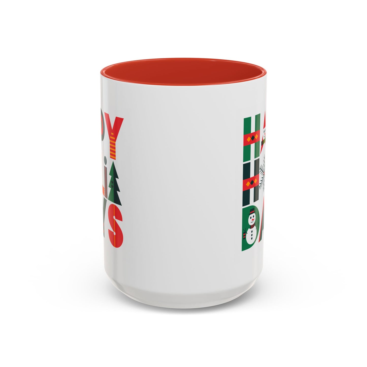 Christmas Mug - Happy Holidays Green Red & Blue Decorative Text