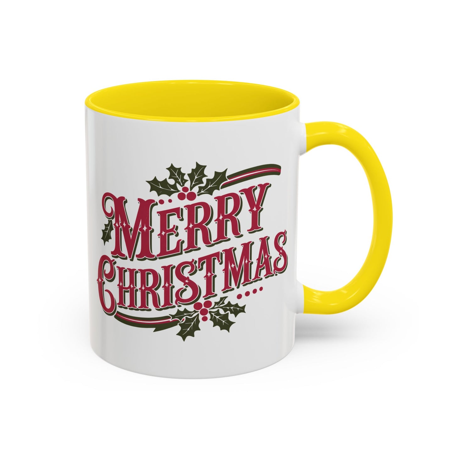 Christmas Mug - Merry Christmas Maroon & Green Text Decorations