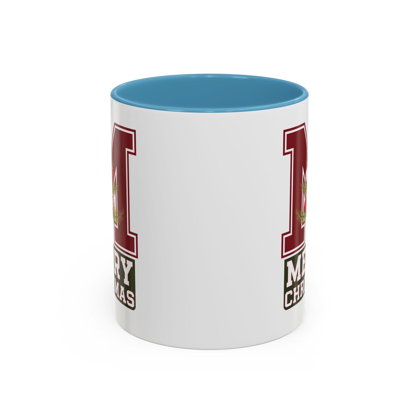 Christmas Mug - Merry Christmas White Green & Red College Text