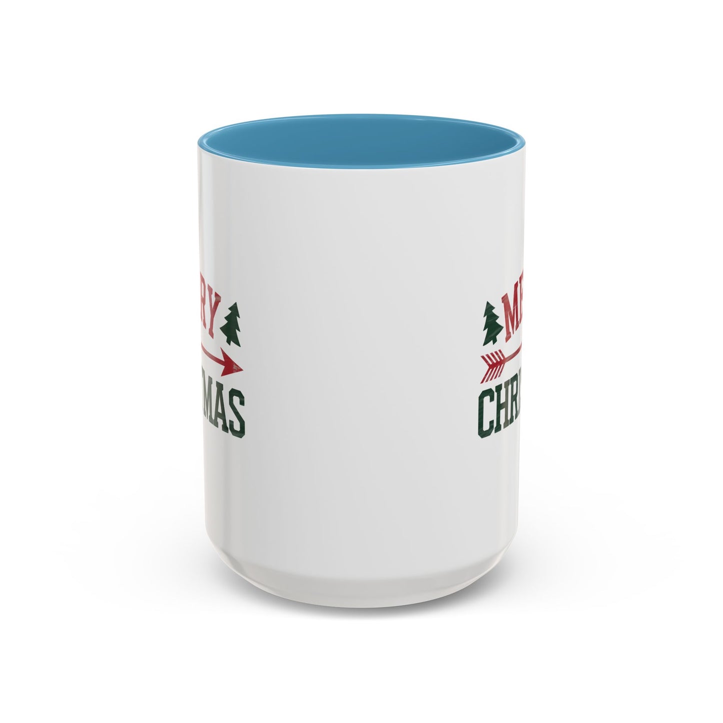Christmas Mug - Merry Christmas Red & Green Text Heart Arrow Trees