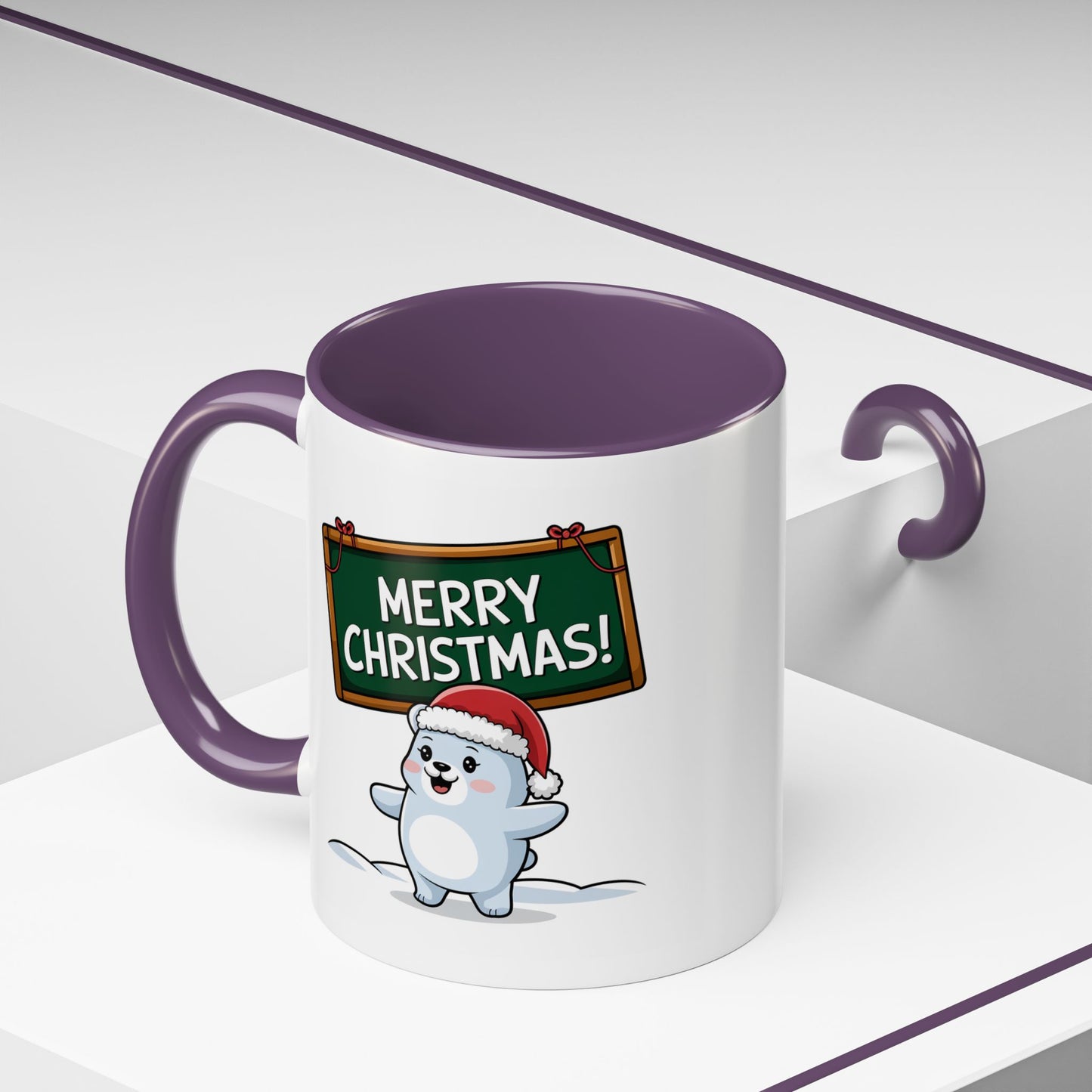 Christmas Mug - Merry Christmas White Text Seal Pup