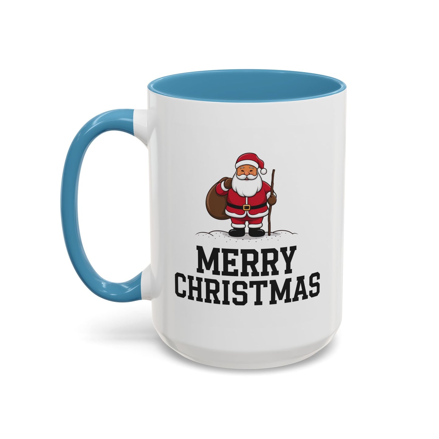 Christmas Mug - Merry Christmas Black Text Santa Walking