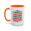 Christmas Mug - Merry Christmas Green & Red Text Trees Hearts Snowflakes Stars